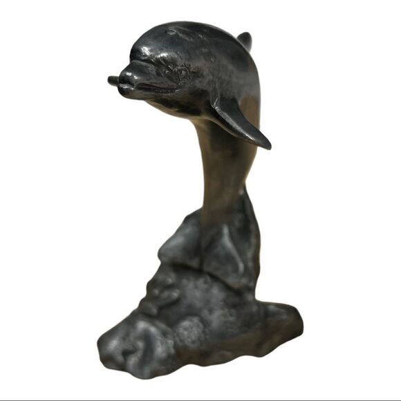 MICHAEL A. RICKER Swimming Dolphins #1 Signed Pewter Figure Ocean | Certified - Picture 2 of 9